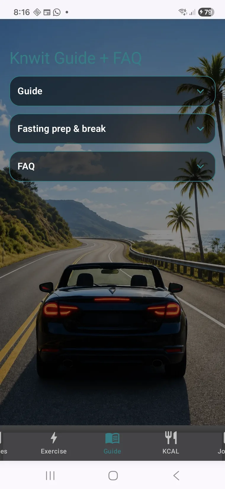 Knwit Events guide screen on Samsung phone