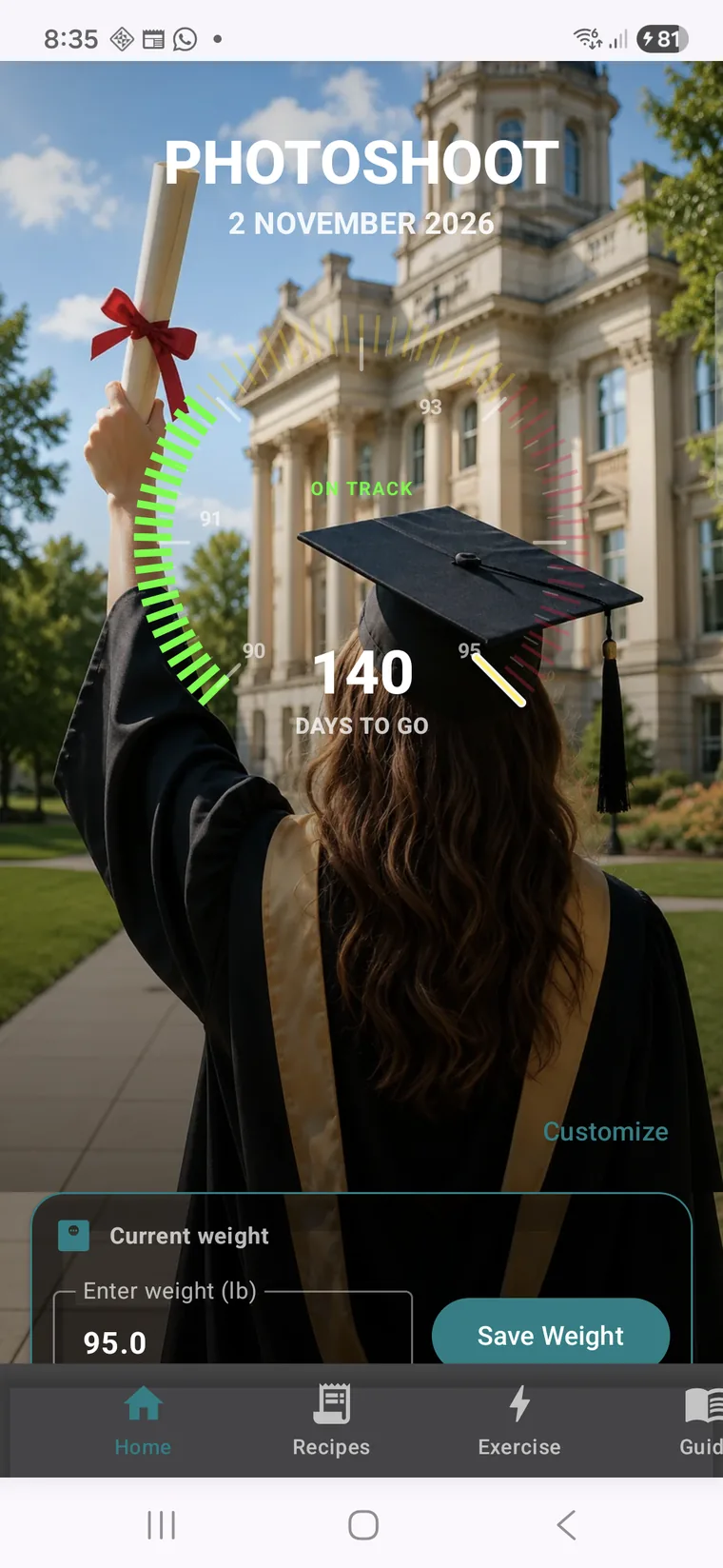 Knwit Events custom event countdown home screen in light mode