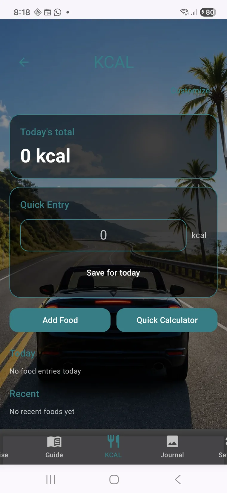 Knwit Weight KCAL tracking screen with the new background